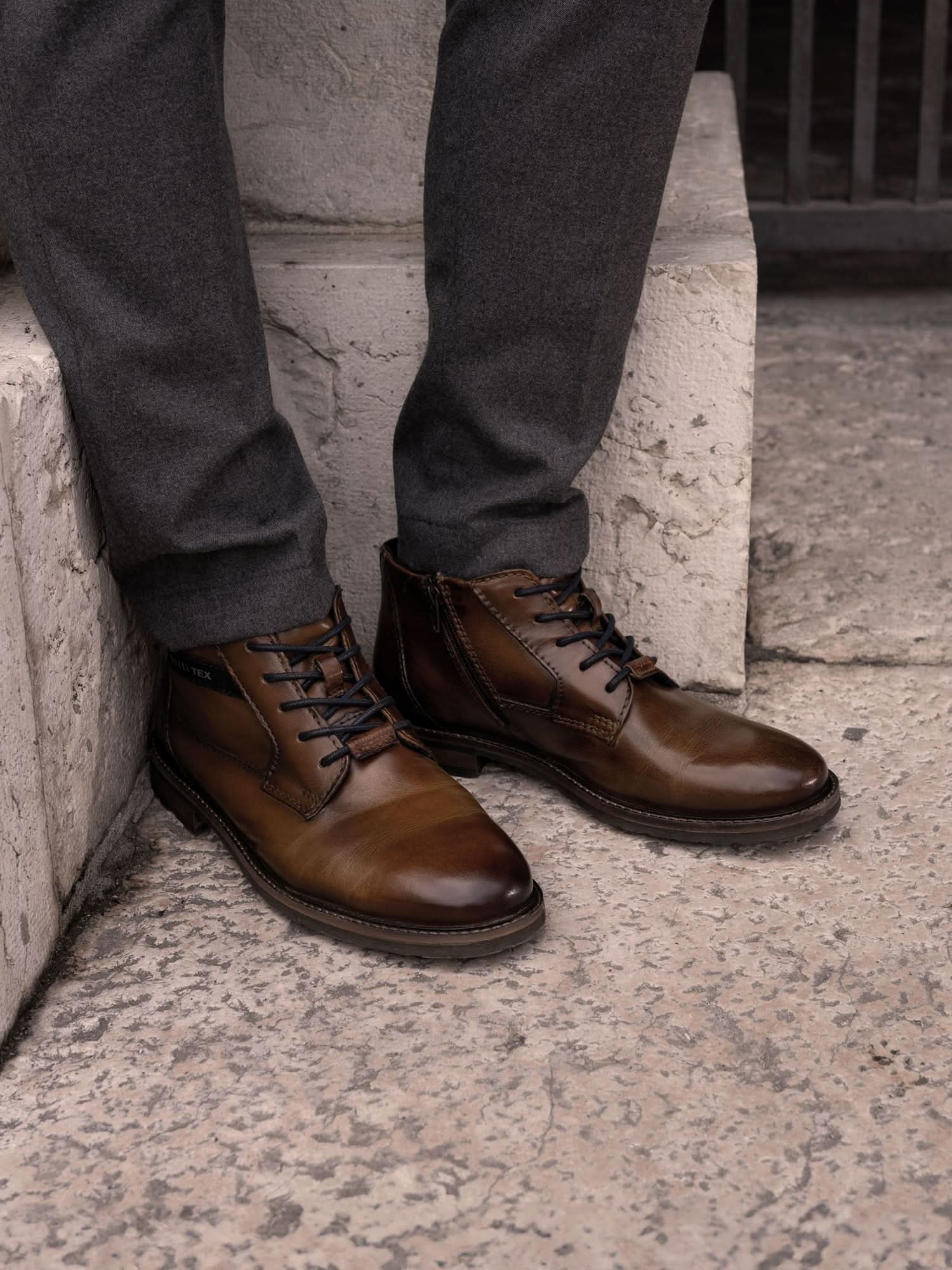 Leder Schnürstiefel cognac - Image 4