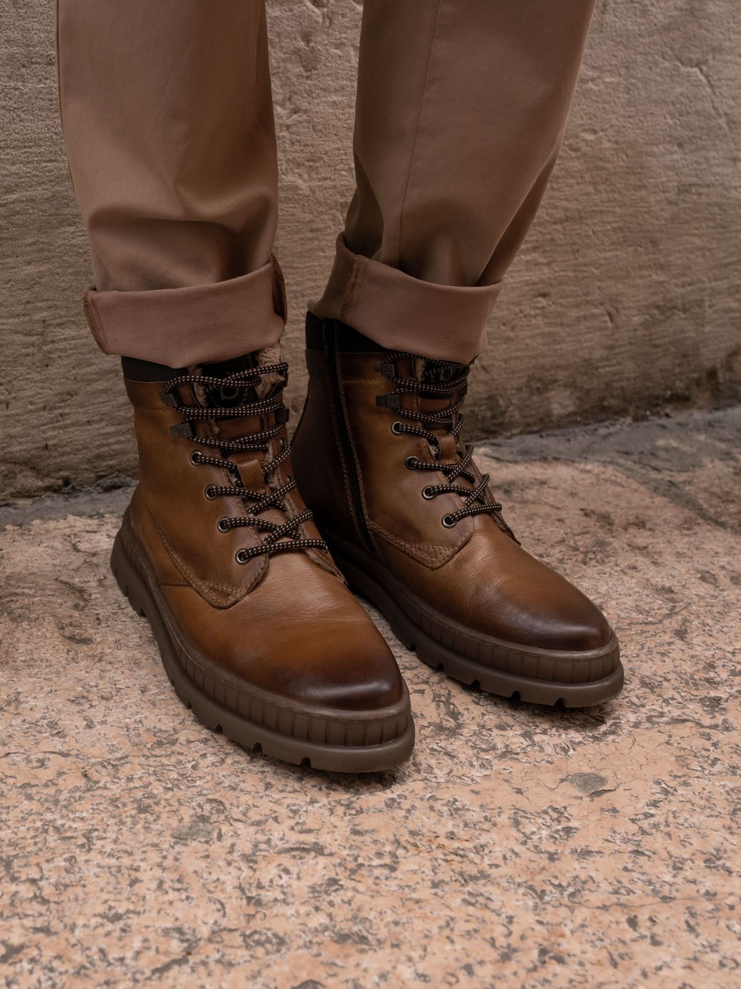 Leder Schnürstiefel cognac - Image 2