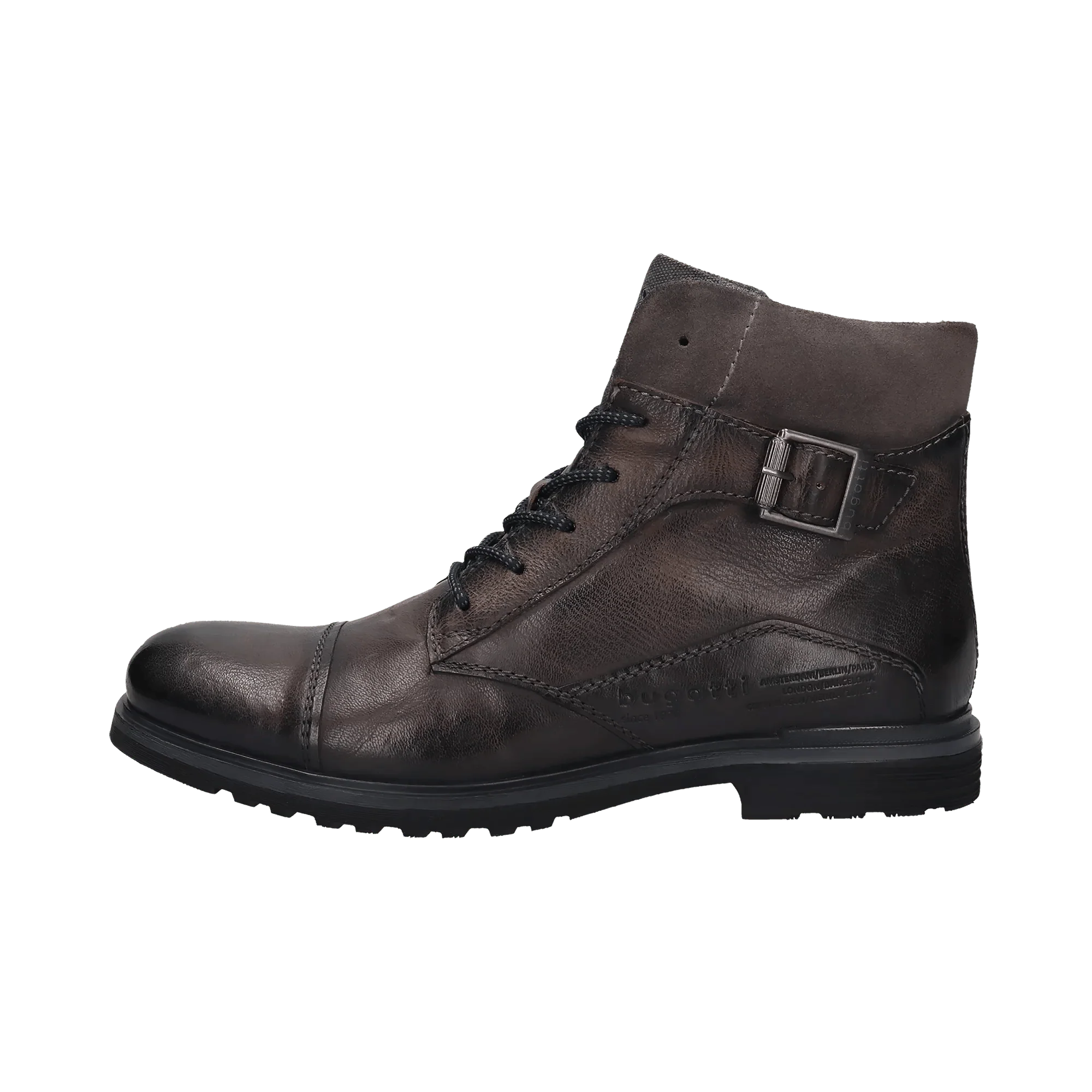 Leder Schnürstiefel dunkelgrau