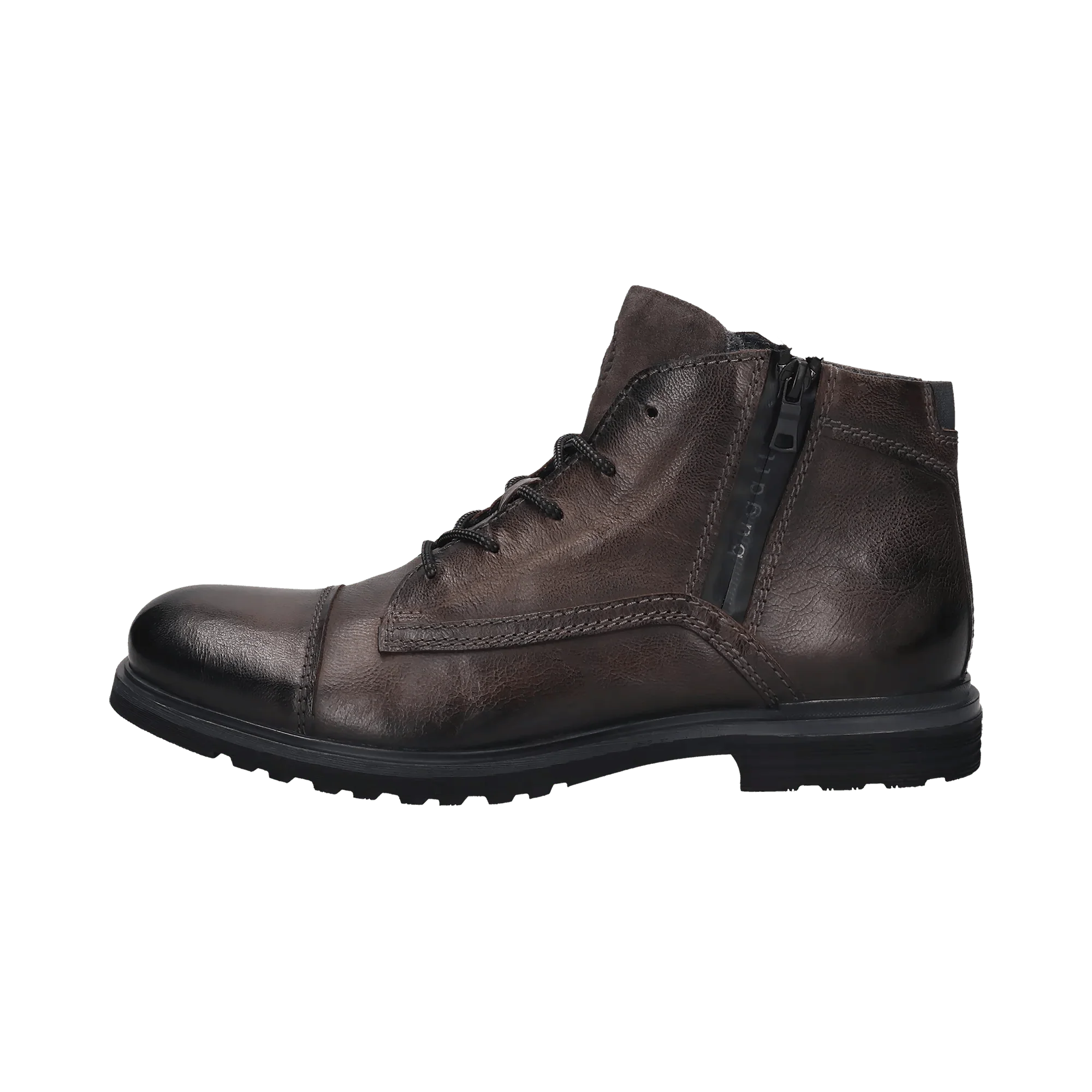 Leder Schnürstiefel dunkelgrau