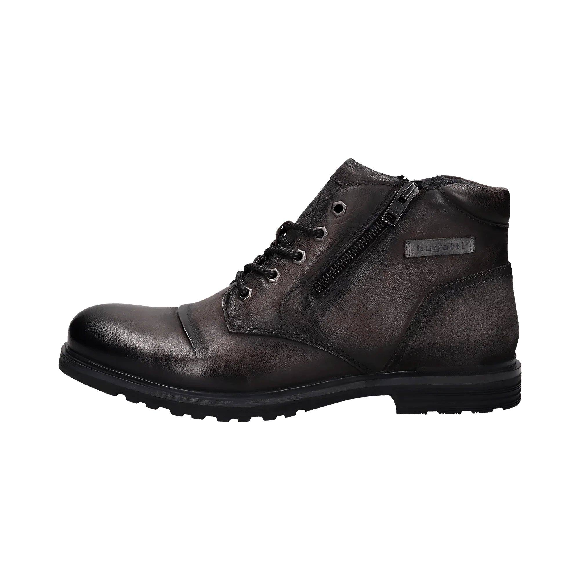 Leder Schnürstiefel dunkelgrau