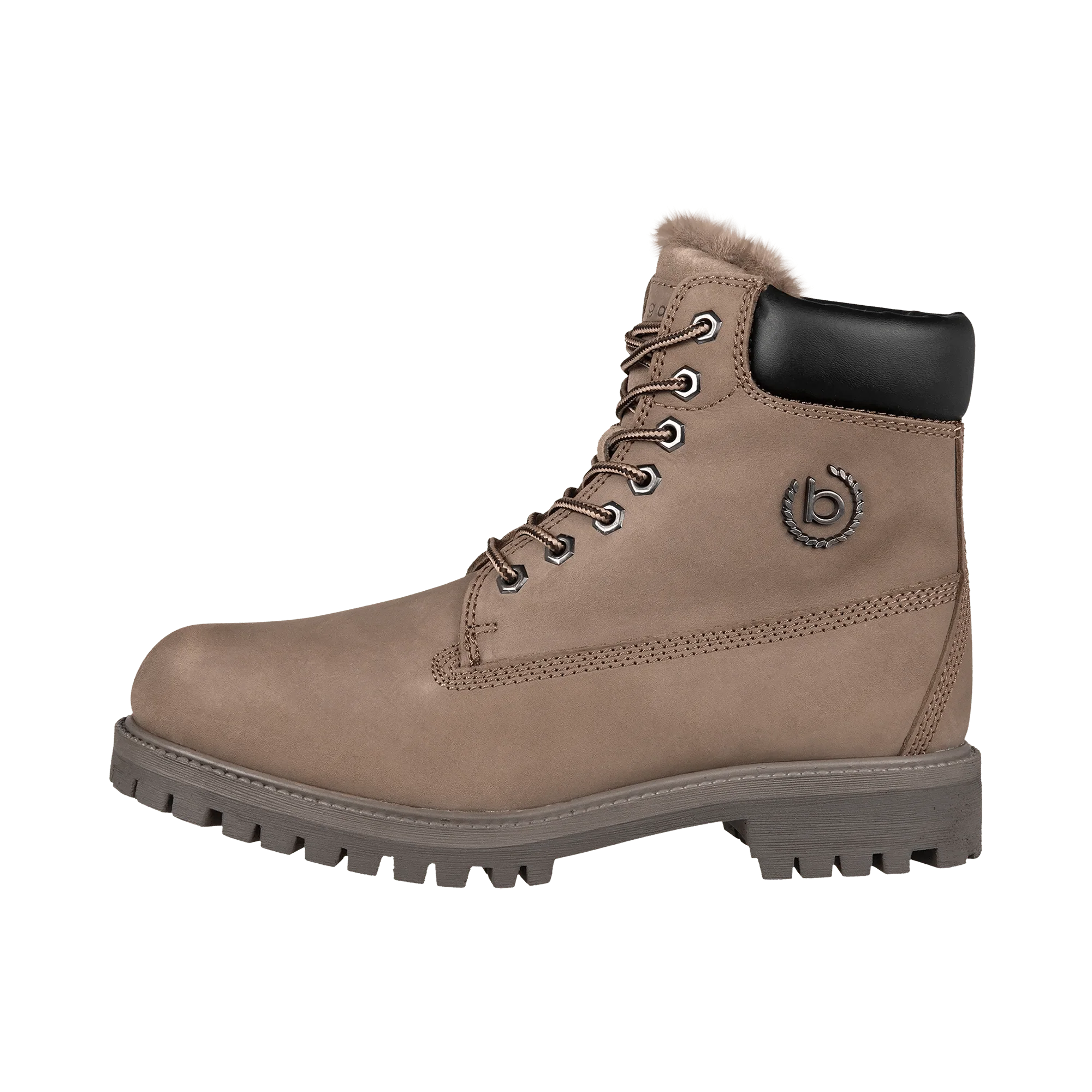 Leder Schnürstiefel taupe